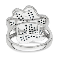 Sterling Silver Rhodium-plated Polished CZ Paw Print Ring