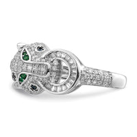 Sterling Silver Rhodium-plated Polished CZ Cheetah Ring