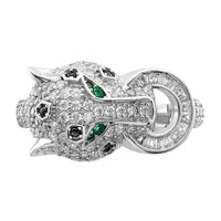 Sterling Silver Rhodium-plated Polished CZ Cheetah Ring