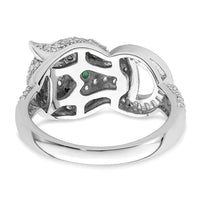 Sterling Silver Rhodium-plated Polished CZ Cheetah Ring