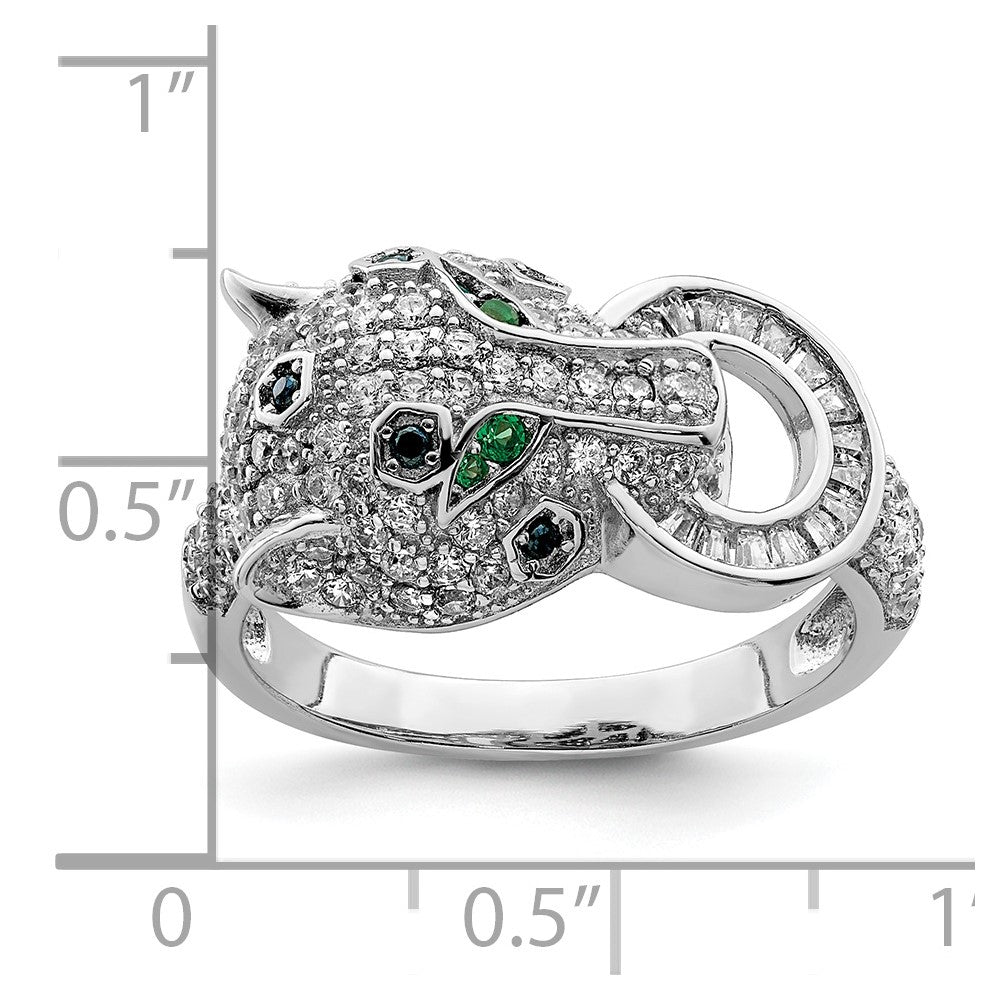 Sterling Silver Rhodium-plated Polished CZ Cheetah Ring