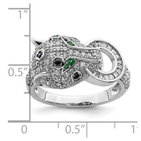 Sterling Silver Rhodium-plated Polished CZ Cheetah Ring