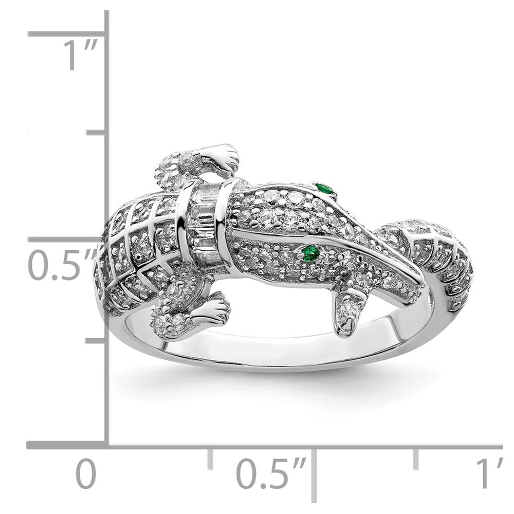 Sterling Silver Rhodium-plated Polished CZ Alligator Ring