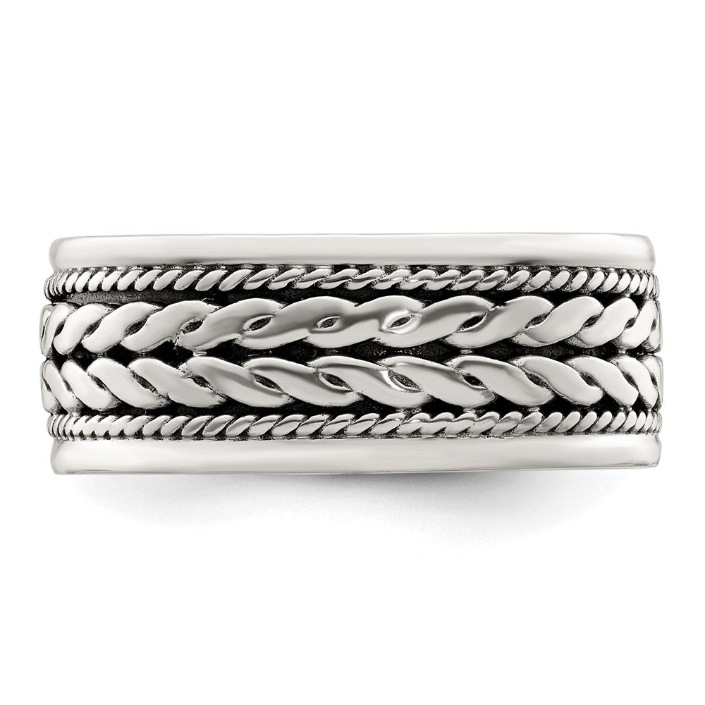 Sterling Silver Antiqued Rope Design Ring