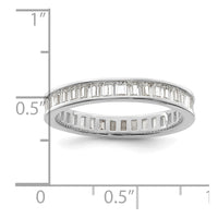 Sterling Silver Polished Rhodium-plated Channel Set CZ Band