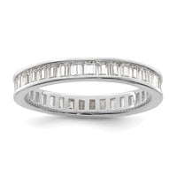 Sterling Silver Polished Rhodium-plated Channel Set CZ Band