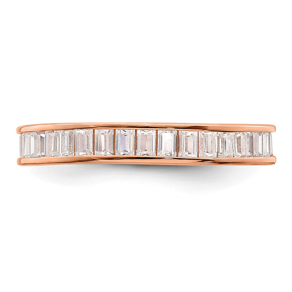 Sterling Silver Polished Rose Gold-plated  Channel Set CZ Band
