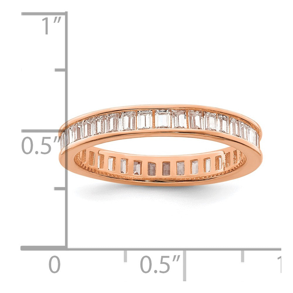 Sterling Silver Polished Rose Gold-plated  Channel Set CZ Band