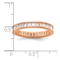 Sterling Silver Polished Rose Gold-plated  Channel Set CZ Band