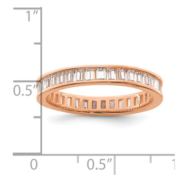 Sterling Silver Polished Rose Gold-plated Channel Set CZ Band