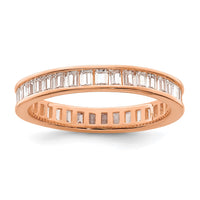 Sterling Silver Polished Rose Gold-plated  Channel Set CZ Band