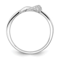 Sterling Silver Polished Rhodium-plated CZ Knot Ring