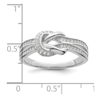 Sterling Silver Polished Rhodium-plated CZ Knot Ring