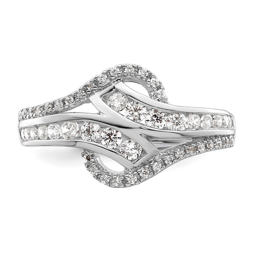 Sterling Silver Rhodium-plated Twist CZ Ring