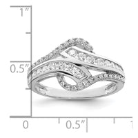 Sterling Silver Rhodium-plated Twist CZ Ring
