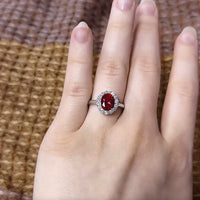 Sterling Silver Polished Rhodium-plated Red and Clear CZ Ring