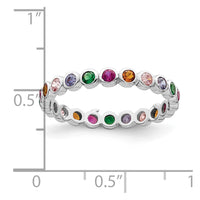 Sterling Silver Rhodium-plated Polished Multi-Color CZ Band Ring