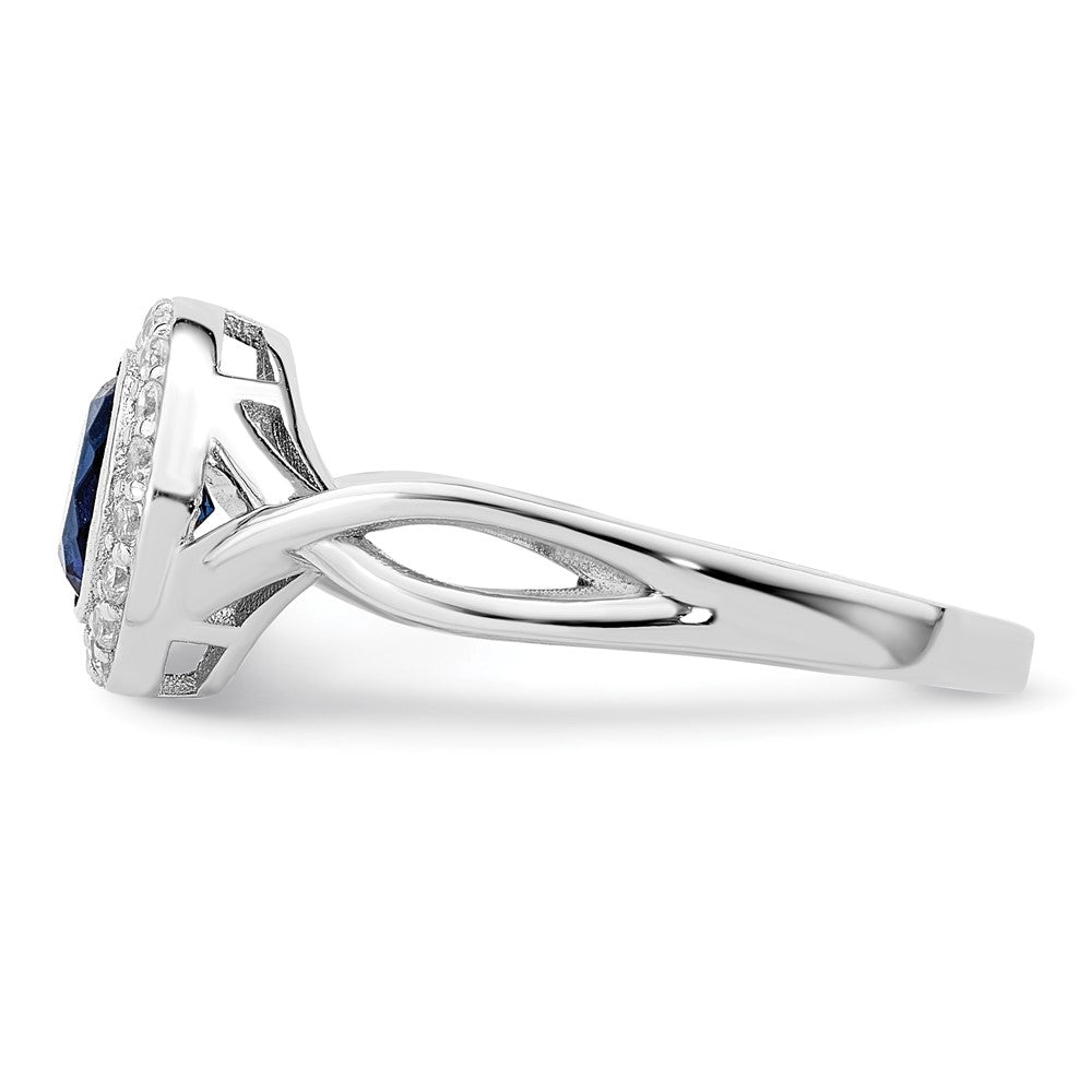 Sterling Silver Rhodium-plated CZ and Glass Stone Ring