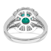 Sterling Silver Rhodium-plated Clear and Teal CZ Vintage Style Ring