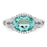 Sterling Silver Rhodium plated Green and White CZ Ring