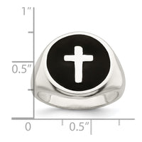 Sterling Silver Rhodium-plated Enameled Cross Ring