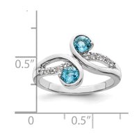 Sterling Silver Rhod-plated .8t.w. LSBT/White Topaz Swirl Ring