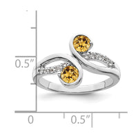Sterling Silver Rhod-plated .60t.w. Citrine & White Topaz Swirl Ring