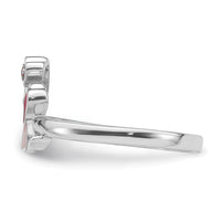 Sterling Silver Rhodium-plated Pink Enamel & CZ Elephant Children's Ring