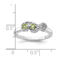 Sterling Silver Rhodium-plated Peridot and CZ Swirl Ring