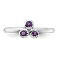 Sterling Silver Rhodium-plated Amethyst Ring