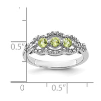 Sterling Silver Rhodium-plated Peridot Ring