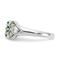 Sterling Silver Rhodium Chrome Diopside Peridot and White Topaz Ring