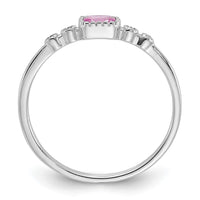 SS Rhodium-plated .43Created Pink Sapphire and .02Cr. Sapphire Ring