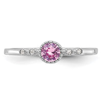 SS Rhodium-plated .37Pink and .02White Created Sapphire Ring