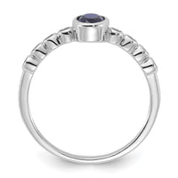 SS Rh-plated  .01Created White Sapphire .56Created Blue Spinel Ring
