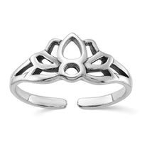 Sterling Silver Antiqued Lotus Flower Toe Ring
