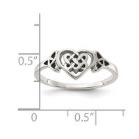 Sterling Silver Antiqued Heart with Celtic Knot Ring