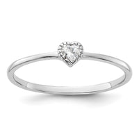 Sterling Silver Rhodium-plated CZ Heart Ring
