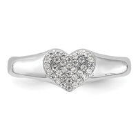 Sterling Silver Rhodium-plated Micro Pave CZ Heart Ring