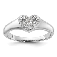 Sterling Silver Rhodium-plated Micro Pave CZ Heart Ring