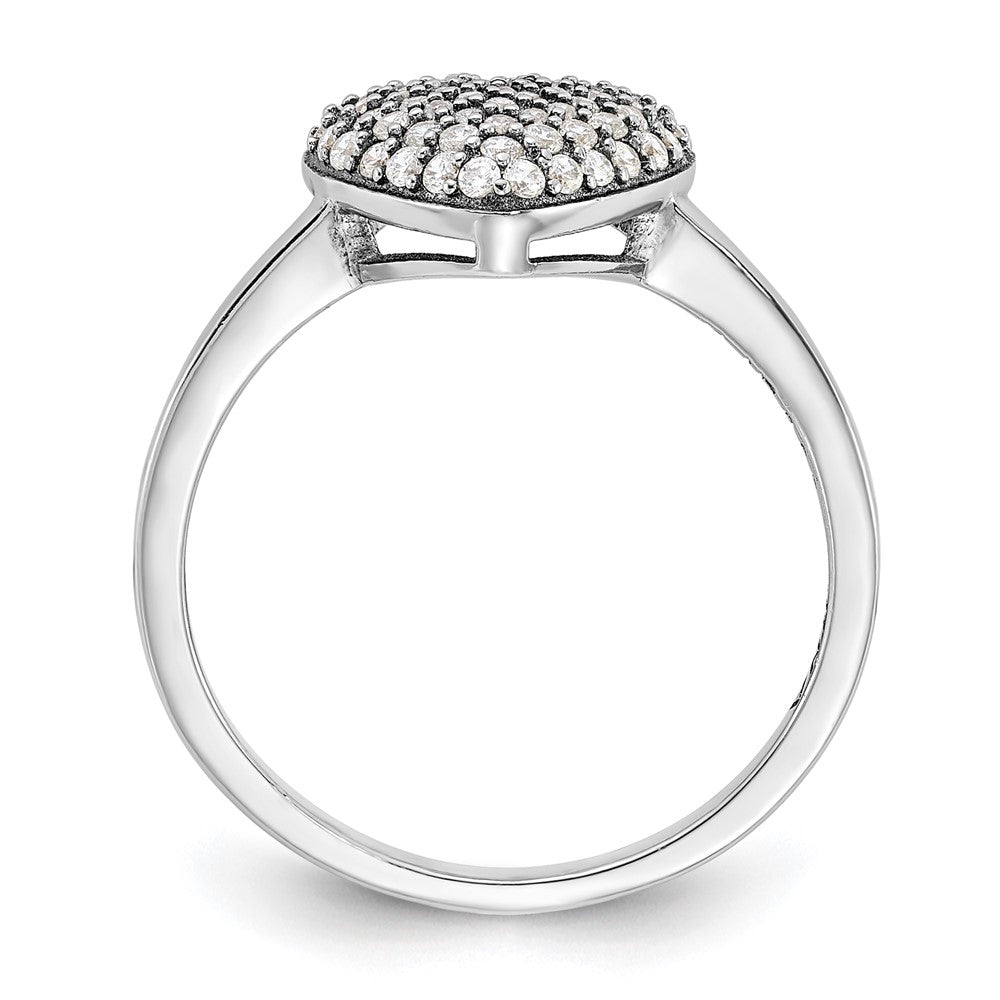 Sterling Silver Rhodium-plated Pave CZ Heart Ring