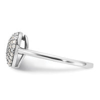 Sterling Silver Rhodium-plated Pave CZ Heart Ring