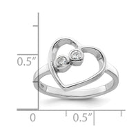 Sterling Silver Rhodium-plated CZ Open Heart Ring