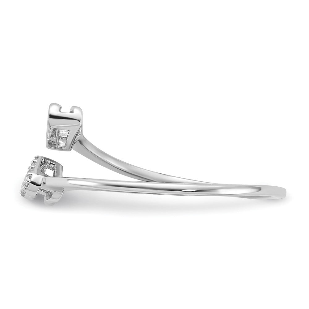 Sterling Silver Rhodium-plated CZ Double Heart Ring
