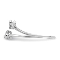 Sterling Silver Rhodium-plated CZ Double Heart Ring