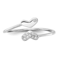 Sterling Silver Rhodium-plated CZ Double Heart Ring
