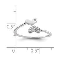 Sterling Silver Rhodium-plated CZ Double Heart Ring