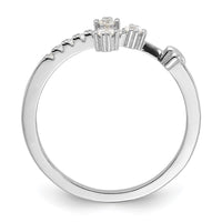 Sterling Silver Flash Platinum-plated CZ Cross Ring