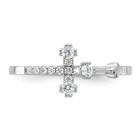 Sterling Silver Flash Platinum-plated CZ Cross Ring