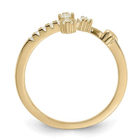 Sterling Silver Gold-tone CZ Cross Ring